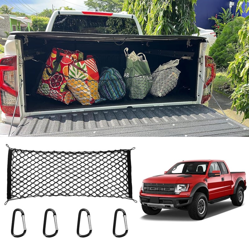 AuyNeas for Ford F150 Envelope Style Truck Bed Cargo Net - Fits 2013-2024 2025 2026 F150 Accessories Cargo Net for Pickup Truck Bed - Heavy Duty Carabiners - Image 1